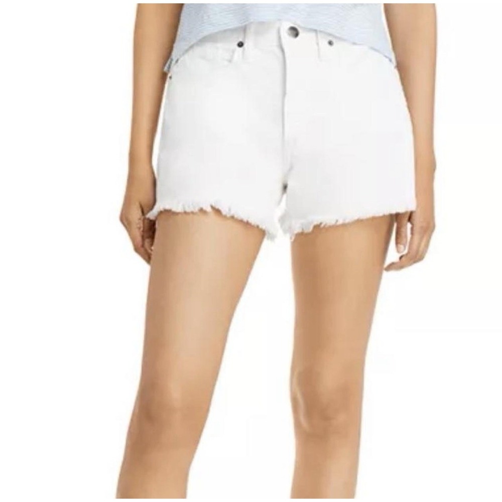 Frame Le Tour Short White Denim Cutoff Size 33 Raw Edge Stain